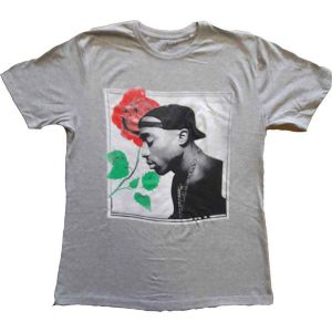 Tupac: Rose - Grey T-Shirt