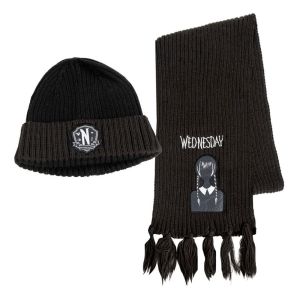 Wednesday: Nevermore Beanie & Scarf Set Preorder