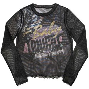 Whitney Houston: I'm Your Baby (Mesh, Sublimation Print) - Black Ladies Long Sleeve T-Shirt