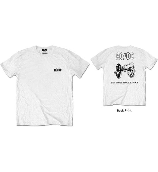 AC/DC: About To Rock (Back Print) - White T-Shirt