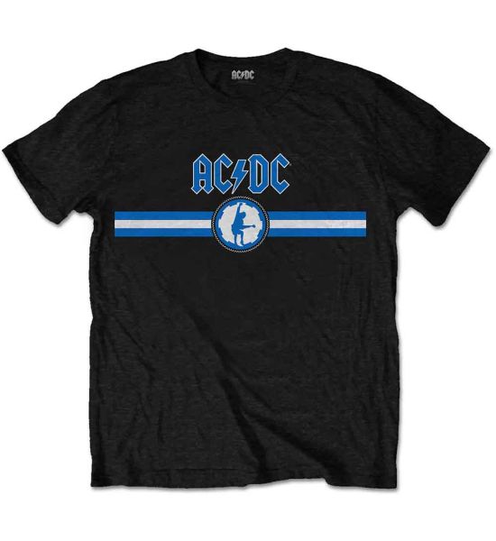 AC/DC: Blue Logo & Stripe - Black T-Shirt