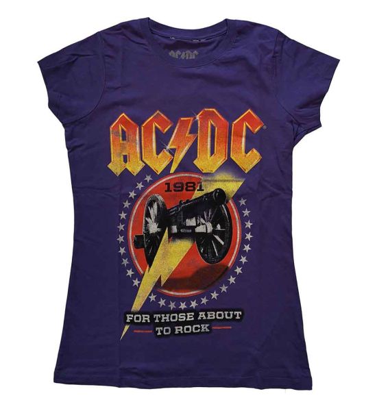 AC/DC: For Those About To Rock '81 - Ladies Purple T-Shirt