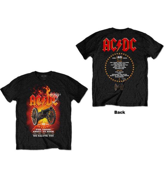 AC/DC: FTATR 40th Flaming (Back Print) - Black T-Shirt