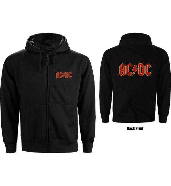 AC/DC: Logo (Back Print) - Ladies Black Zip-up Hoodie