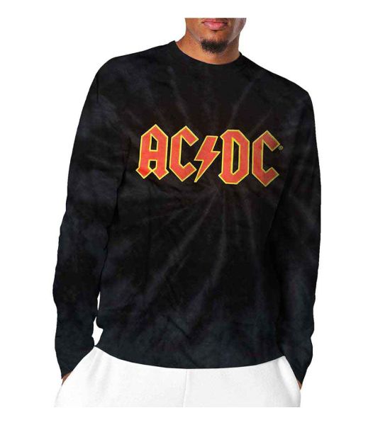 AC/DC: Logo (Dip Dye, Dye Wash) - Black Long Sleeve T-Shirt