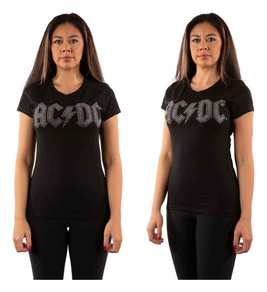 AC/DC: Logo (Embellished) - Ladies Black T-Shirt