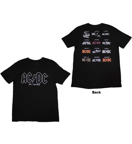 AC/DC: Logo History (Back Print) - Black T-Shirt