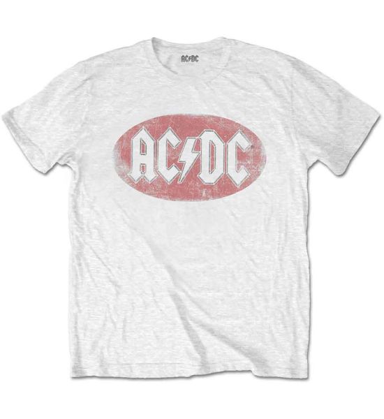 AC/DC: Oval Logo Vintage - White T-Shirt