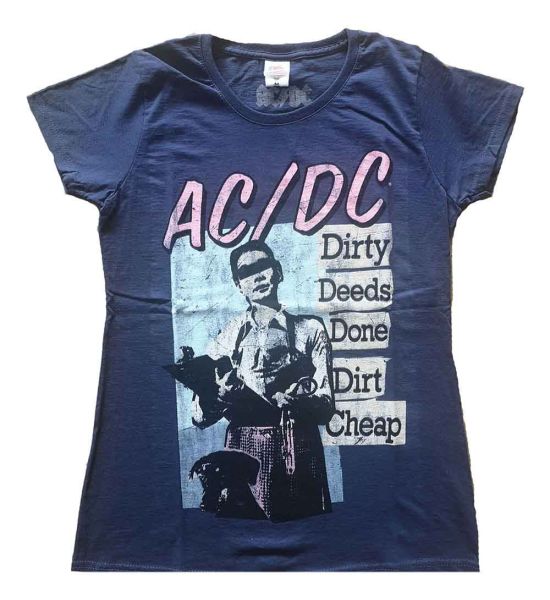 AC/DC: Vintage DDDDC - Ladies Navy Blue T-Shirt