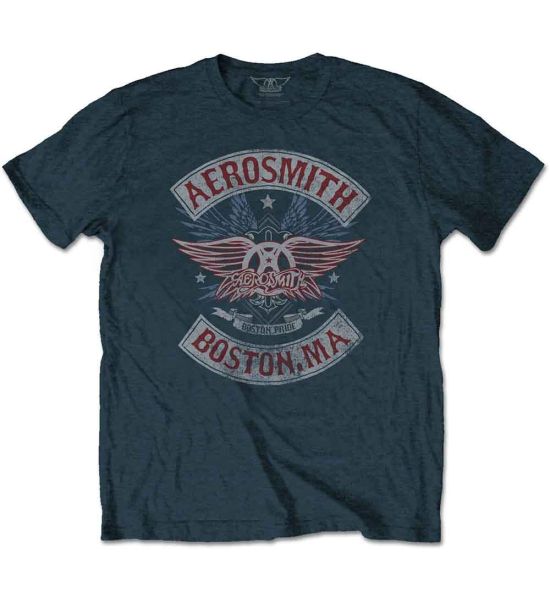 Aerosmith: Boston Pride - Denim Blue T-Shirt