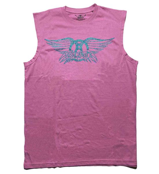 Aerosmith: Glitter Print Logo (Embellished) - Pink T-Shirt