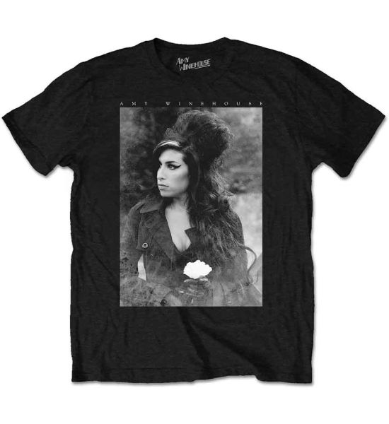 Amy Winehouse: Flower Portrait - Black T-Shirt