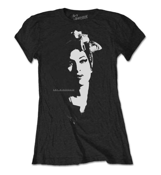 Amy Winehouse: Scarf Portrait - Ladies Black T-Shirt