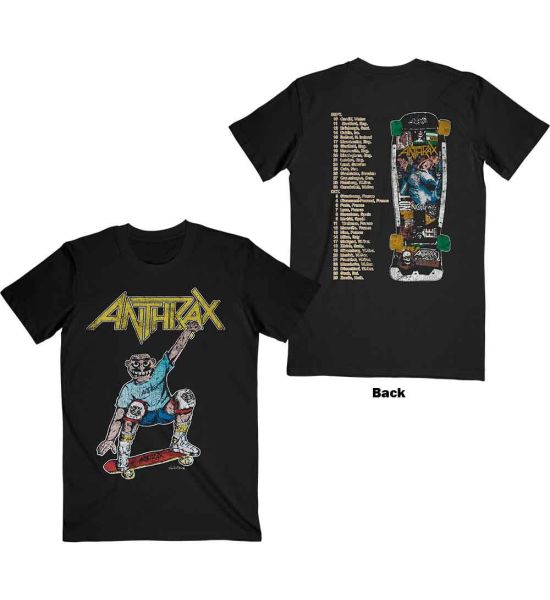 Anthrax: Spreading Skater Notman Vintage (Back Print) - Black T-Shirt