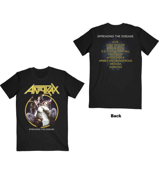 Anthrax: Spreading The Disease Track list (Back Print) - Black T-Shirt