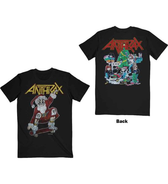 Anthrax: Vintage Christmas (Back Print) - Black T-Shirt