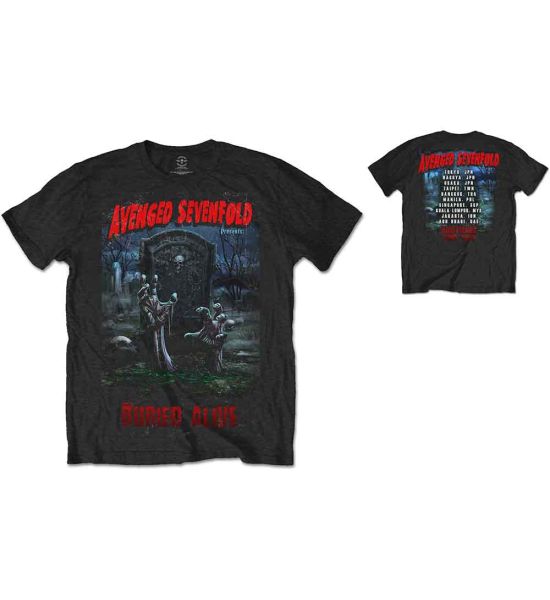 Avenged Sevenfold: Buried Alive Tour 2012 (Back Print) - Black T-Shirt