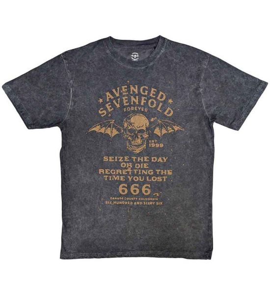 Avenged Sevenfold: Seize The Day (Dip Dye, Dye Wash) - Black T-Shirt