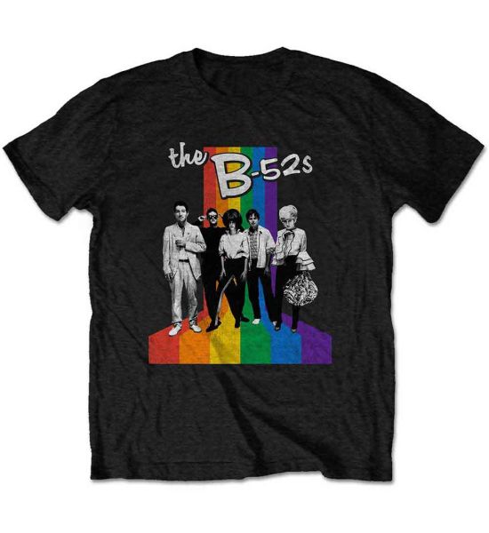 B52s: Rainbow Stripes - Black T-Shirt