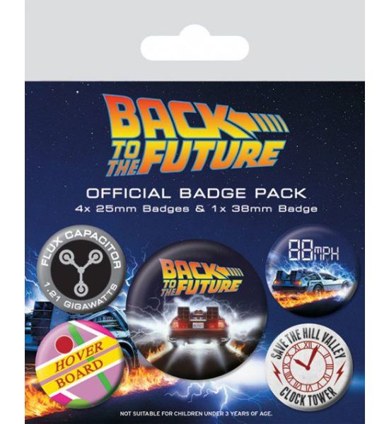 Back to the Future: DeLorean Pin-Back Buttons 5-Pack Preorder