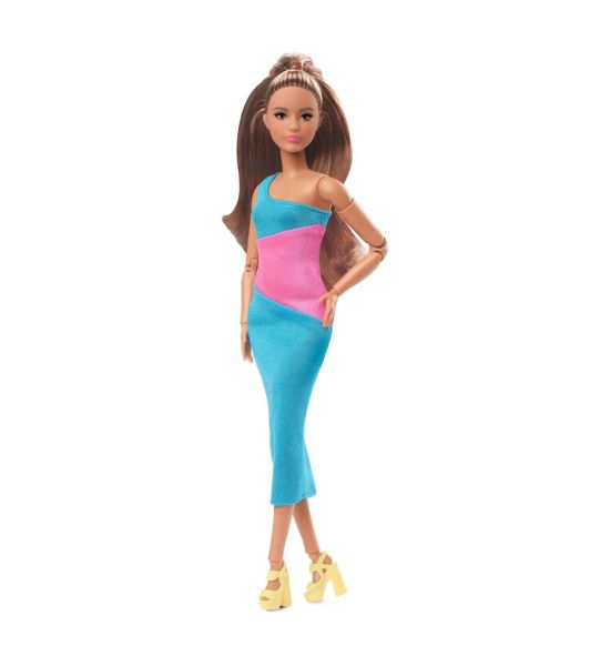 Barbie Signature: Barbie Looks Doll Model #15 Brunette Ponytail (Turquoise/Pink Dress)