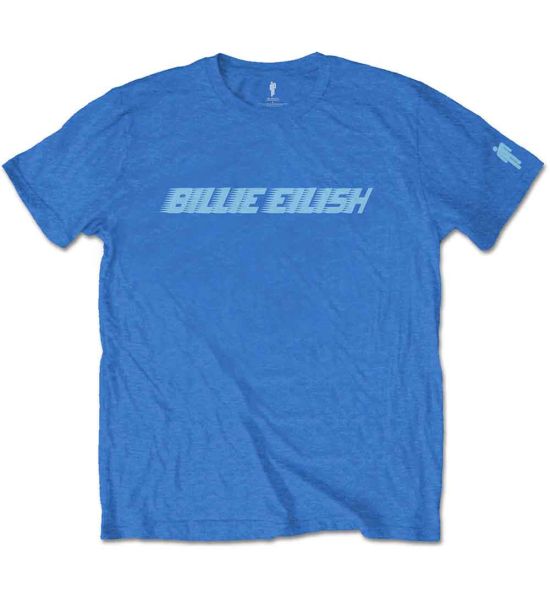 Billie Eilish: Blue Racer Logo (Sleeve Print) - Blue T-Shirt