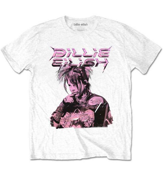 Billie Eilish: Purple Illustration - White T-Shirt