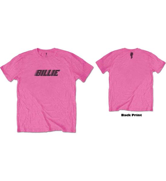 Billie Eilish: Racer Logo & Blohsh (Back Print) - Pink T-Shirt