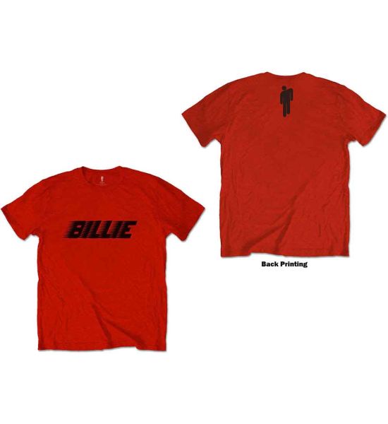 Billie Eilish: Racer Logo & Blohsh (Back Print) - Red T-Shirt