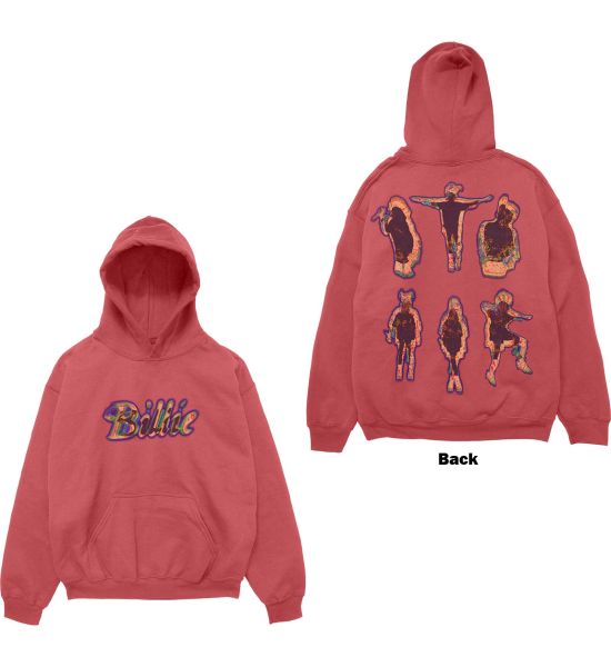 Billie Eilish: Silhouettes (Back Print) - Red Pullover Hoodie