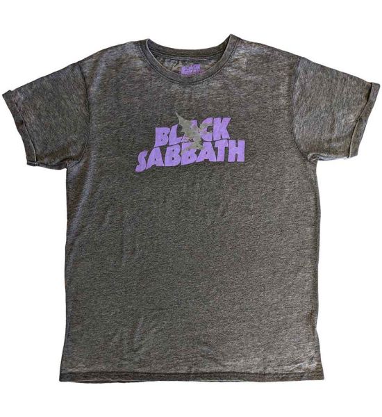 Black Sabbath: Logo & Daemon (Burnout) - Charcoal Grey T-Shirt