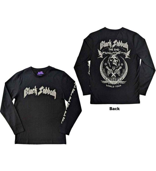 Black Sabbath: The End Mushroom Cloud (Back Print, Sleeve Print) - Black Long Sleeve T-Shirt