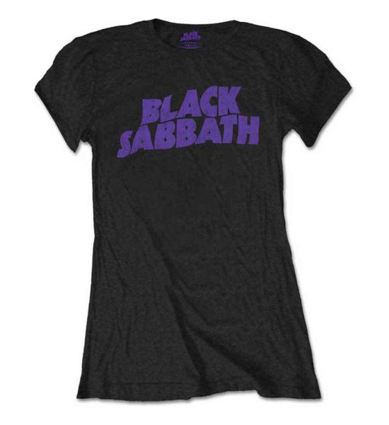 Black Sabbath: Wavy Logo Vintage - Ladies Black T-Shirt