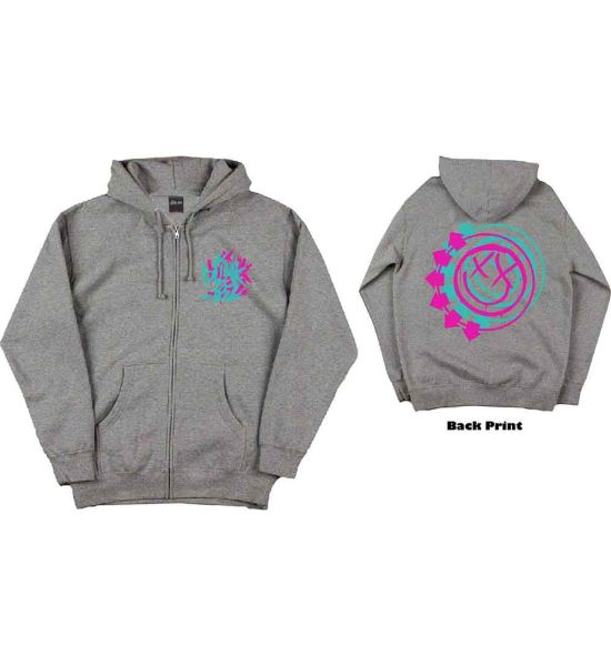 Blink-182: Double Six Arrow Smile (Back Print) - Grey Zip-up Hoodie