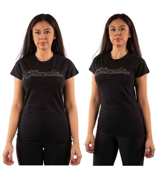 Blondie: Logo (Embellished) - Ladies Black T-Shirt