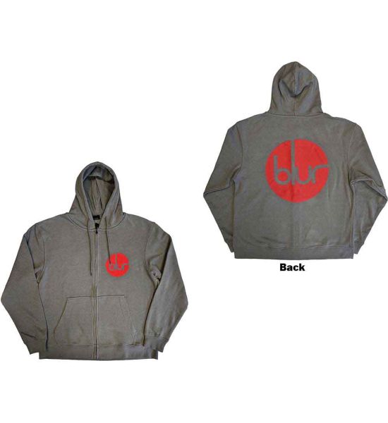 Blur: Circle Logo (Back Print) - Grey Zip-up Hoodie