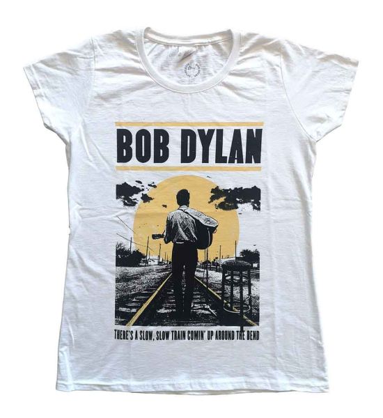 Bob Dylan: Slow Train - Ladies White T-Shirt