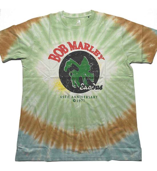 Bob Marley: 45th Anniversary (Dye Wash) - Green T-Shirt