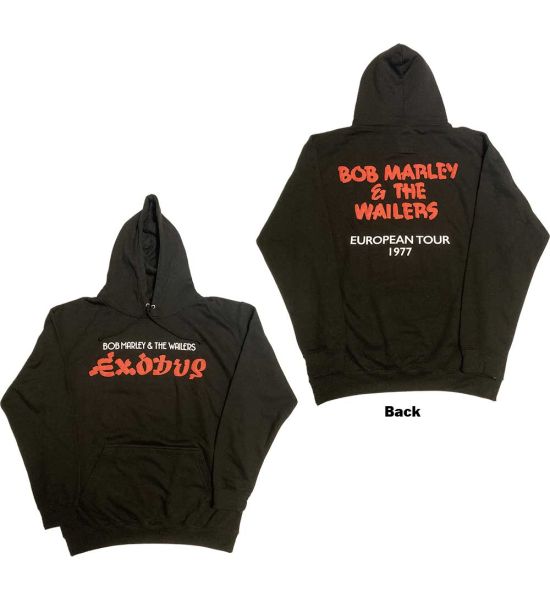 Bob Marley: Exodus Wailers European Tour '77 (Back Print,Hi-Build) - Black Pullover Hoodie