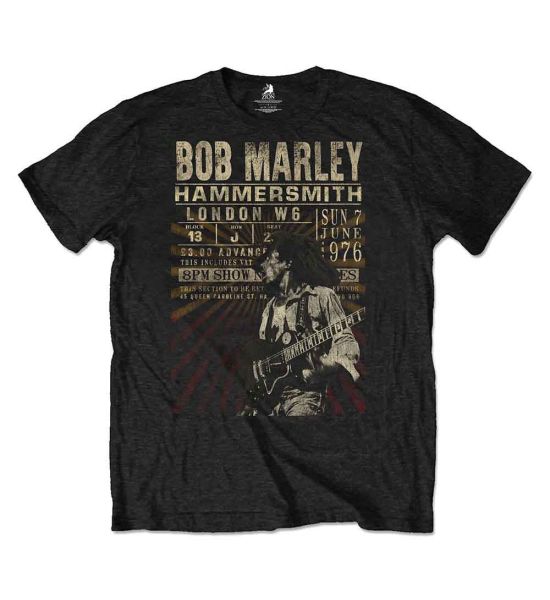 Bob Marley: Hammersmith '76 (Eco Friendly) - Black T-Shirt