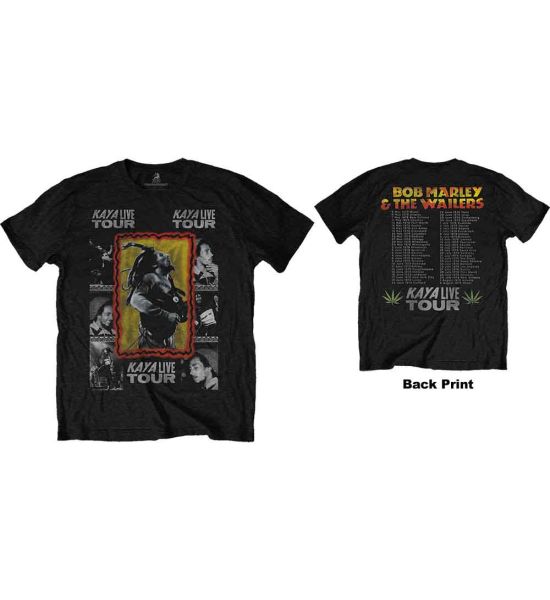 Bob Marley: Kaya Tour (Back Print) - Black T-Shirt