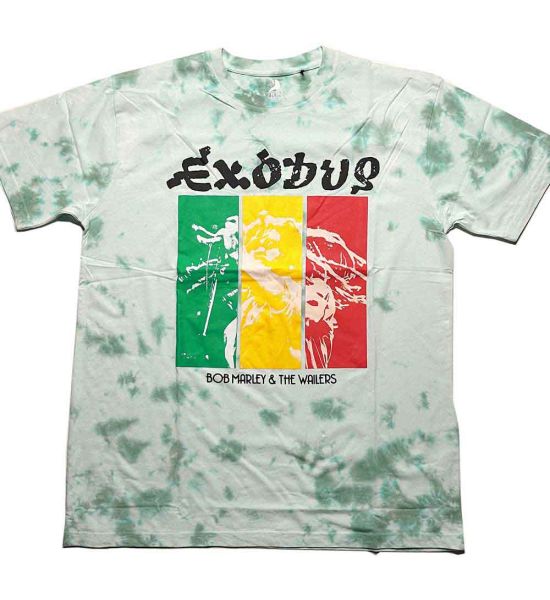 Bob Marley: Rasta Colours (Dye Wash) - Green T-Shirt