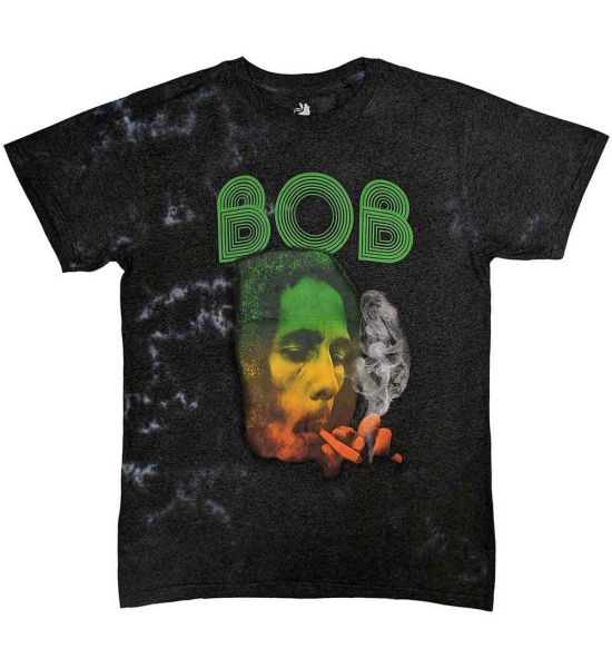 Bob Marley: Smoke Gradient (Dip Dye, Dye Wash) - Dip-dye On Grey T-Shirt