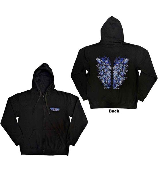 Bring Me The Horizon: Blue Crow Wings (Back Print) - Black Zip-up Hoodie