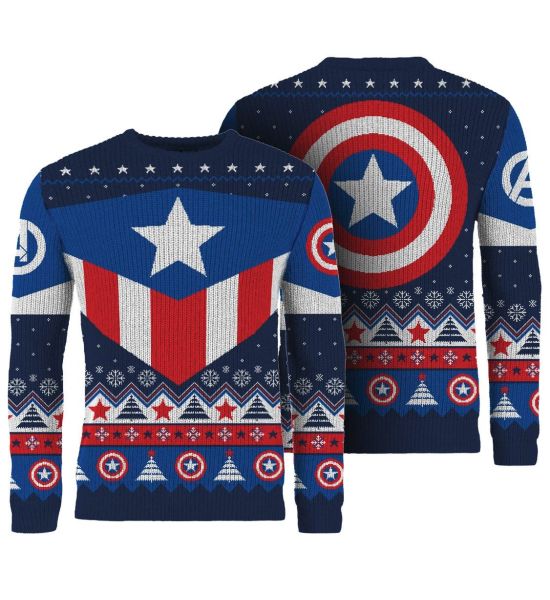 Buy the Captain America Ugly Christmas Sweater Free Shipping Merchoid