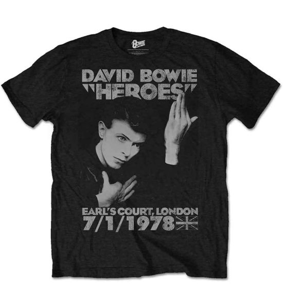 David Bowie: Heroes Earls Court - Black T-Shirt