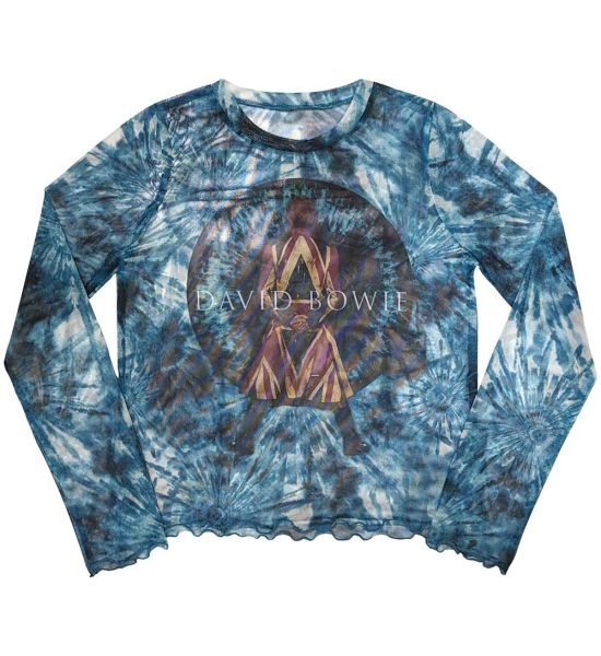 David Bowie: Live & Well (Mesh, Sublimation Print) - Blue Ladies Long Sleeve T-Shirt