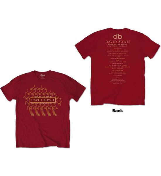 David Bowie: Pheonix Festival (Back Print) - Cardinal Red T-Shirt