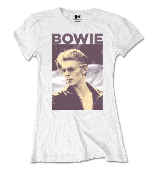 David Bowie: Smoking - Ladies White T-Shirt