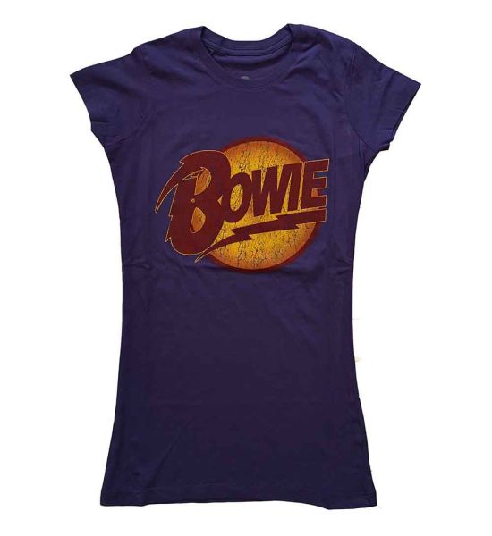 David Bowie: Vintage Diamond Dogs Logo - Ladies Purple T-Shirt